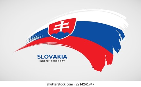 Hand drawing brush stroke flag of Slovakia with painting effect vector illustration