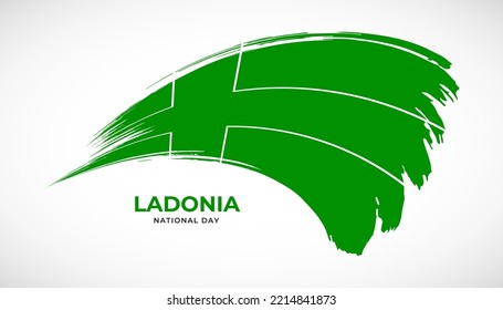 Hand drawing brush stroke flag of Ladonia with painting effect vector illustration