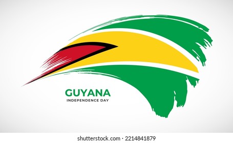 Bandera del trazo de pincel de dibujo manual de Guyana con efecto de pintura ilustración vectorial