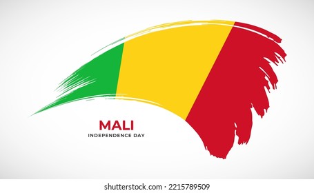 Hand drawing brush stroke flag of Mali with painting effect vector illustration