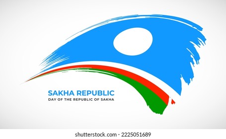Bandera de trazo de pincel de dibujo manual de la República de Sakha con efecto de pintura ilustración vectorial