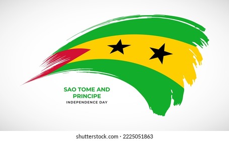 Hand drawing brush stroke flag of Sao Tome and Principe with painting effect vector illustration