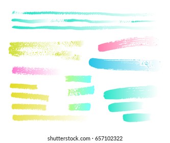 Hand drawing brush stroke. Set of black paint, ink brushes, lines. Isolated watercolor stain.