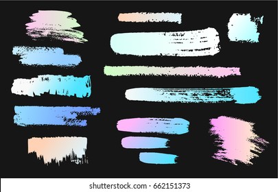 Hand drawing brush stroke. Set of paint, ink brushes, lines. Isolated watercolor stain.