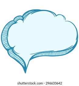 Hand Drawing Bubble Speech Blue Color