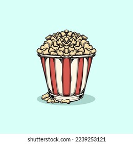 HAND DRAWING A BUCKET OF POPCORN