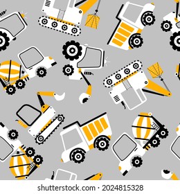 Hand drawing building truck seamless vector illustration for the t-shirt design. Vector illustration design for fashion fabrics, textile graphics, prints. svg
