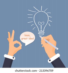 Hand Drawing Bulb Creative Ideas Business Vector Illustration