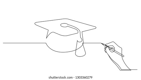 Hand Drawing Business Concept Sketch Of Graduation Cap