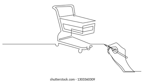 hand drawing business concept sketch of shopping cart