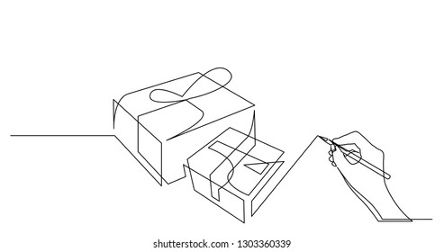 hand drawing business concept sketch of gift boxes