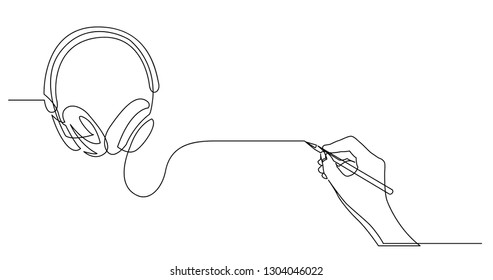 hand drawing business concept sketch of headphones