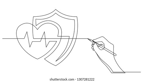hand drawing business concept sketch of heart health protection