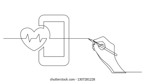 hand drawing business concept sketch of heart health mobile app