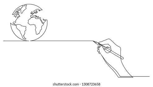 hand drawing business concept sketch of planet earth globe