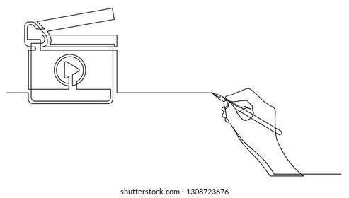 hand drawing business concept sketch of movie production clapboard