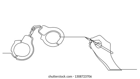 hand drawing business concept sketch of handcuffs