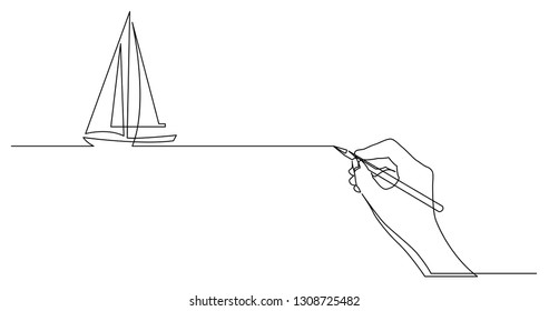 hand drawing business concept sketch of sailing boat