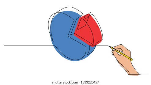 hand drawing business concept sketch of 3D pie chart