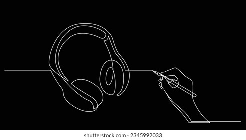 hand drawing business concept sketch of headphones