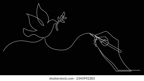 hand drawing business concept sketch of peace dove with brunch