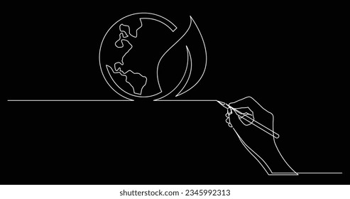 hand drawing business concept sketch of of green energy planet earth symbol