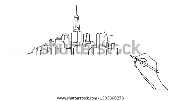 Hand Drawing Business Concept Sketch City Stock Vector Royalty Free 1303360273