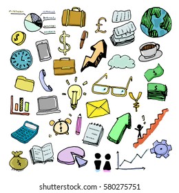 Hand Drawing Business Doodle Vector with Color