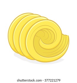 Hand Drawing Of A Butter Curl Close Up In Vector Illustration