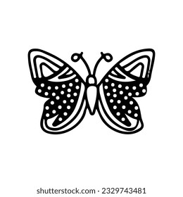 Hand drawing butterfly in black and white, suitable for butterfly logos, butterfly silhouettes.
