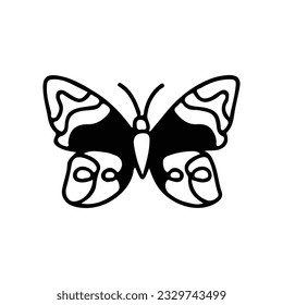 Hand drawing butterfly in black and white, suitable for butterfly logos, butterfly silhouettes.