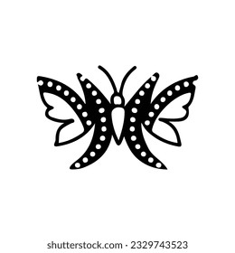 Hand drawing butterfly in black and white, suitable for butterfly logos, butterfly silhouettes.