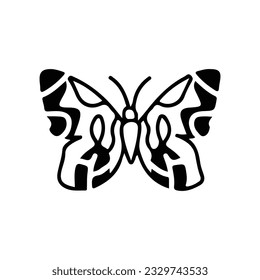 Hand drawing butterfly in black and white, suitable for butterfly logos, butterfly silhouettes.