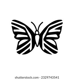 Hand drawing butterfly in black and white, suitable for butterfly logos, butterfly silhouettes.