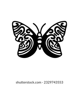 Hand drawing butterfly in black and white, suitable for butterfly logos, butterfly silhouettes.