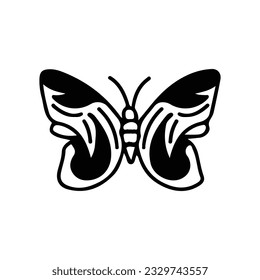 Hand drawing butterfly in black and white, suitable for butterfly logos, butterfly silhouettes.