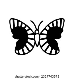 Hand drawing butterfly in black and white, suitable for butterfly logos, butterfly silhouettes.