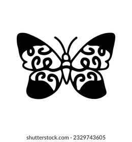 Hand drawing butterfly in black and white, suitable for butterfly logos, butterfly silhouettes.