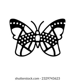 Hand drawing butterfly in black and white, suitable for butterfly logos, butterfly silhouettes.