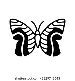 Hand drawing butterfly in black and white, suitable for butterfly logos, butterfly silhouettes.