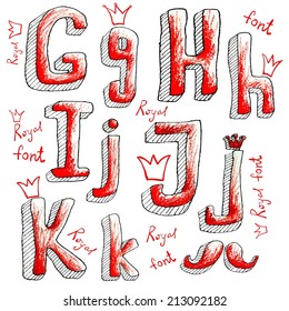 hand drawing by color pencils a vector set of letters