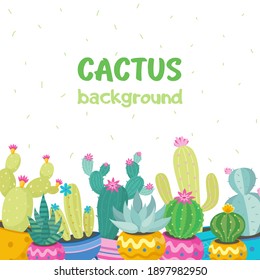 Hand Drawing Cactus background on white