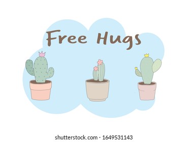 Hand drawing cactus, doodle cactus, cute cactus set