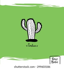 Hand drawing cactus logo vector.