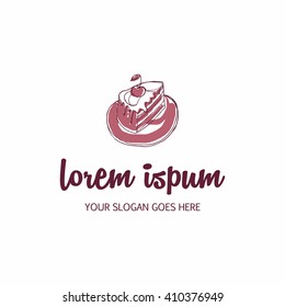 Hand drawing cake  logo vector.