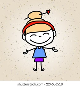 hand drawing cartoon abstract character happy people