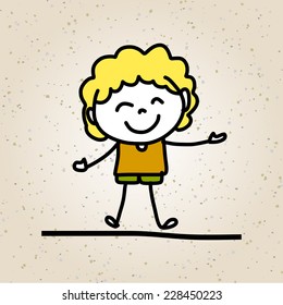 hand drawing cartoon abstract character happy people