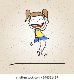 hand drawing cartoon abstract character happy people