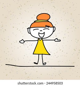 hand drawing cartoon abstract character happy people