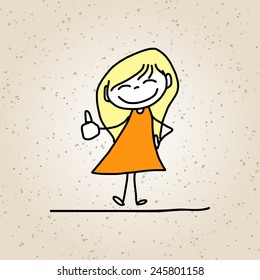 hand drawing cartoon abstract character happy people